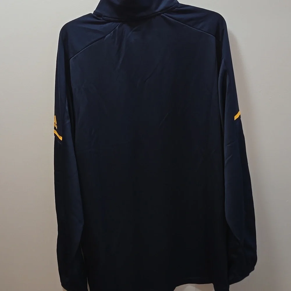 Adidas  Quarter Zip Men's Navy Jacket with Yellow/Gold Details XL NEW